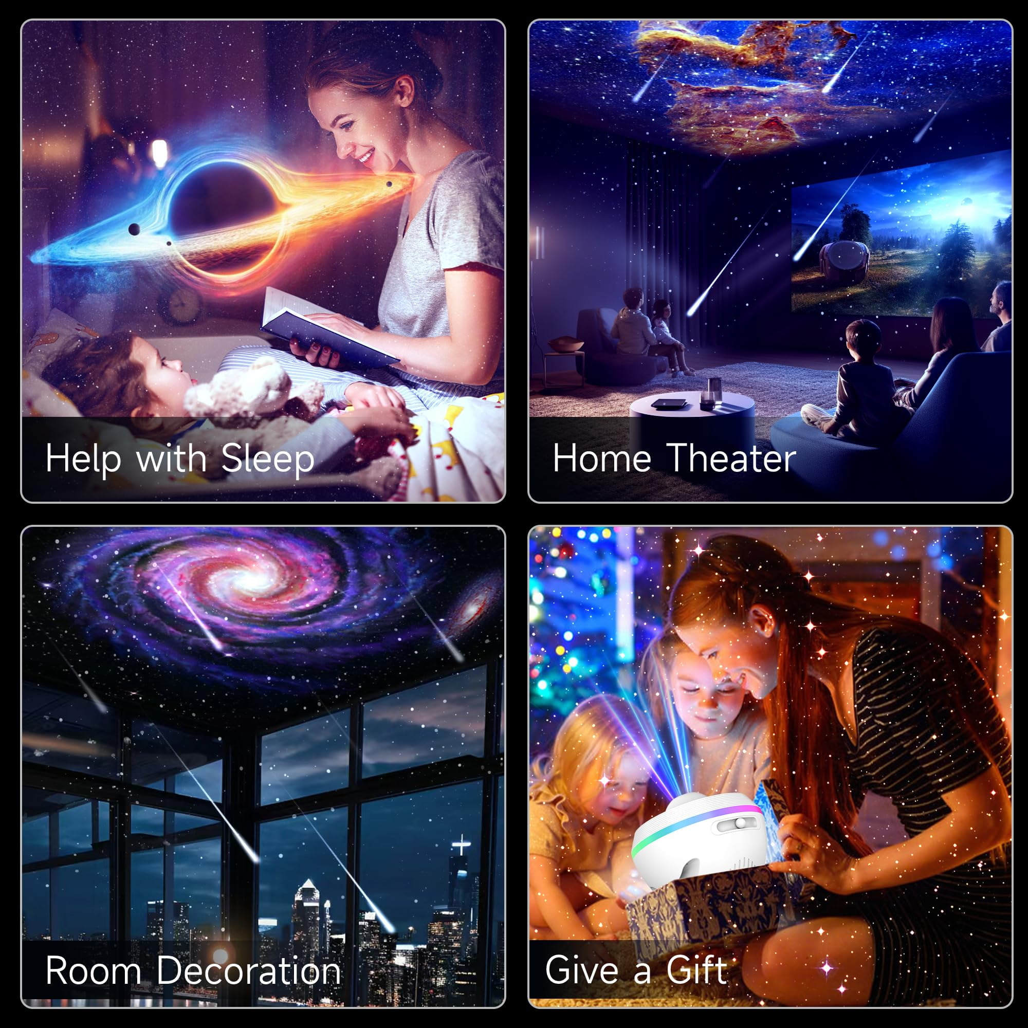 Planetarium Galaxy Projector for Bedroom, 4K 13 in 1 HD Star Projector for Adults & Kids, Timer Adjustable Night Light with Meteor Milky Way Knob , Space Lamp Room Decor for Teens,White