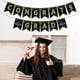 thumbnail image 5 of Decoración de serpentinas de graduación | Banner de cartulina blanca con diseño de birretes de felicitación | Colores clásicos: blanco y negro | Decoración duradera para fiestas, ceremonias de, 5 of 6