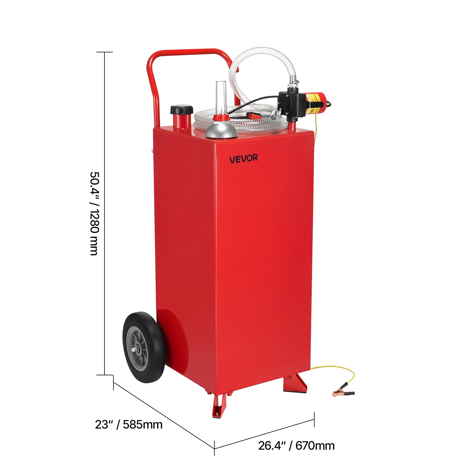 VEVOR 30 Gallon Gas Caddy, Max Flow 32L/min, Diesel Tank with Electric Pump, Diesel Storage Tank with 2 Wheels & 10 ft Hose, Gas Container for ATV, Car, Mowers, Boat, Motorcycle, and More, Red