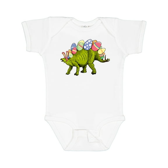 Inktastic Easter Bunny Stegosaurus with Eggs and Pink Ears Boys or Girls Baby Bodysuit