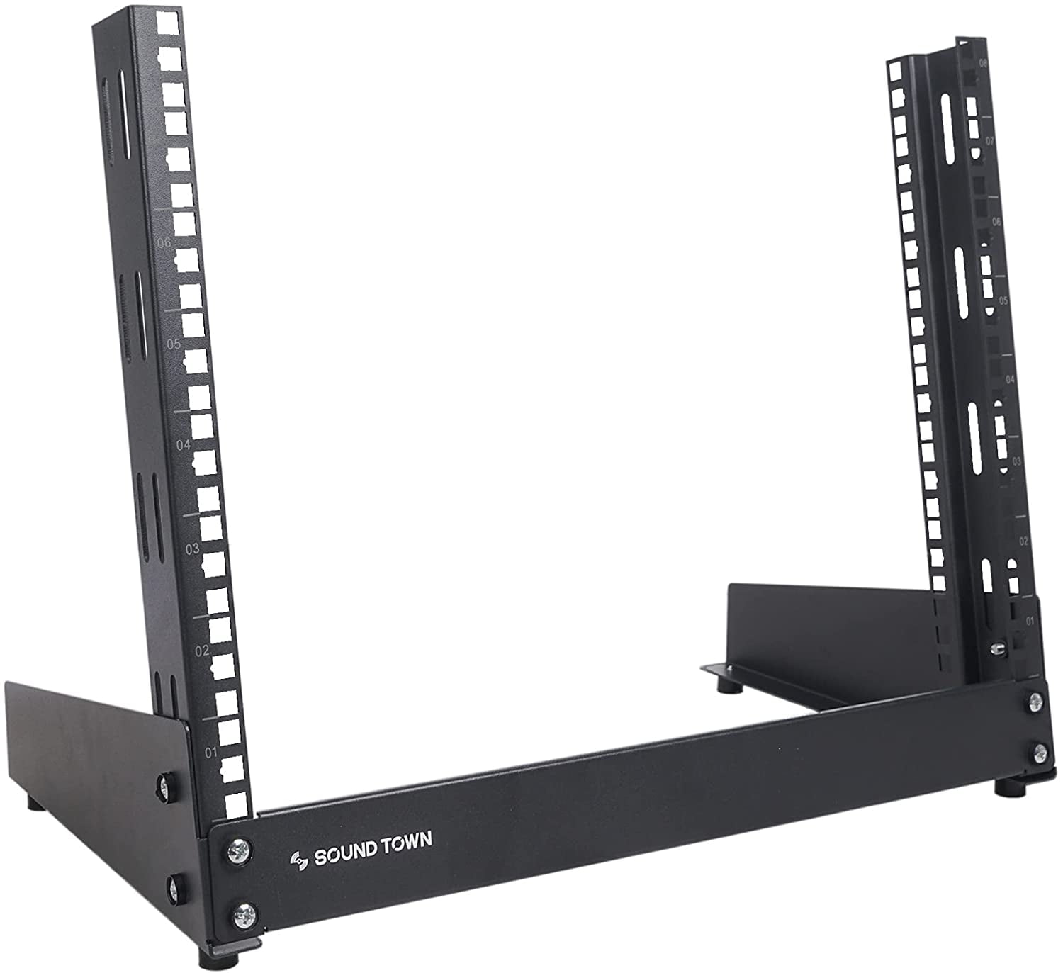 Sound Town 8U 2-Post Desktop Open-Frame Rack, for Audio/Video, Network ...
