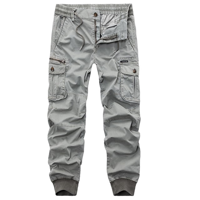 Yuyuzo Cargo Pants for Men Solid Color Elastic Hem Classic Tactical Active Cargos Trousers with Multi Pockets