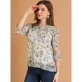 thumbnail image 3 of AllegK BluElegante Casual De GaCon Estampado Floral De Man3/4 Con Volantes PaMujer Gris VioleXS, 3 of 6