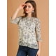 thumbnail image 3 of AllegK BluElegante Casual De GaCon Estampado Floral De Man3/4 Con Volantes PaMujer Gris VioleXL, 3 of 6