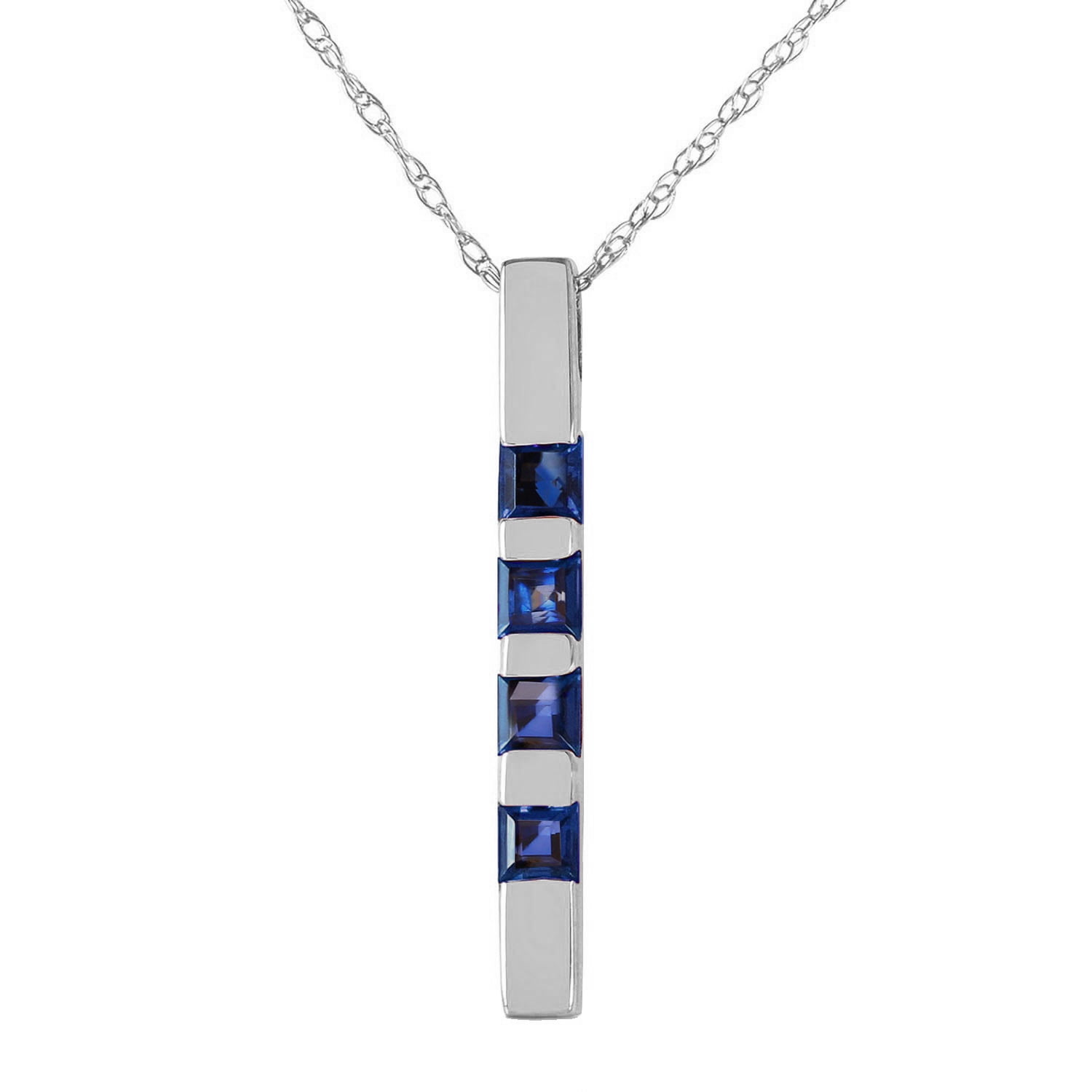Galaxy Gold 14K Solid Gold 0.35 Carat Natural Sapphire Pendant Necklace for Women - White Gold Fine Jewelry