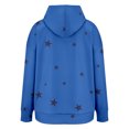 thumbnail image 6 of Women's Star Print Drawstring Hooded Sweatshirt with Pocket, Lightweight Oversized Long Sleeve Pullover Top, Casual Streetwear Fall Winter Comfort Wear, Aesthetic Soft Fleece Loungewear Blue L, 6 of 8