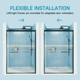 thumbnail image 4 of 60" wide x 72" high, matte black aluminum frame double sliding shower door with 1/4" (6mm) nano-coated clear tempered glass for durability and stability, dual stainless steel handles for ease of use, 4 of 9