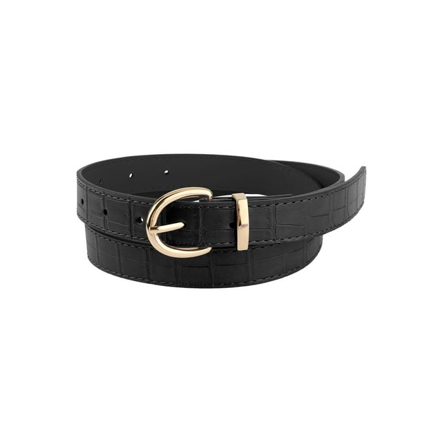 Unique Bargains Alligator Embossed Belts Leather Waist Alloy Pin Buckle Belt For Women