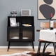 thumbnail image 3 of Costway Armario de Madera, Armario Independiente con Puertas de Vidrio Templado Corrugado, Tablero Amplio, Compartimiento Abierto, Aparador de Acento para Cocina, Comedor, Pasillo, Sala de Estar, 3 of 5