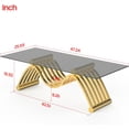 thumbnail image 2 of 47" Rectangle Modern Stainless Steel Coffee Table, Tempered Water Ripple Glass Top, Center Table for Living Room Home Office, Easy Assembly, Gold, 2 of 14