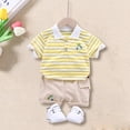 thumbnail image 2 of EnJoCho Toddler Baby Boys Summer Short Sleeve Shirts Set 2 Piece Striped Outfits Cute Casual Spring Soft Clothes, 2 of 9