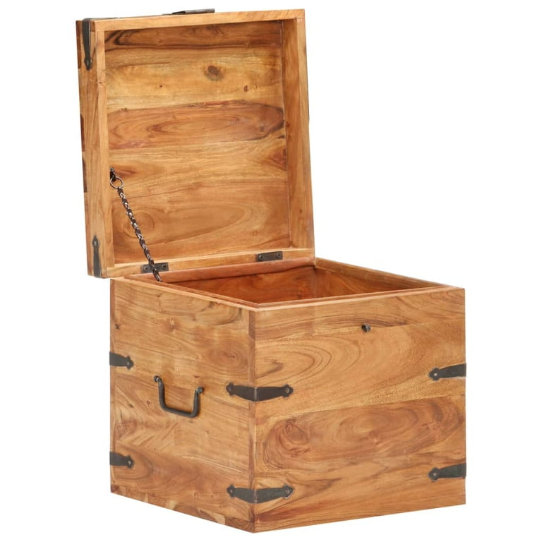 vidaXL Solid Acacia Wood Chest Storage Unit Box Bench 15.7