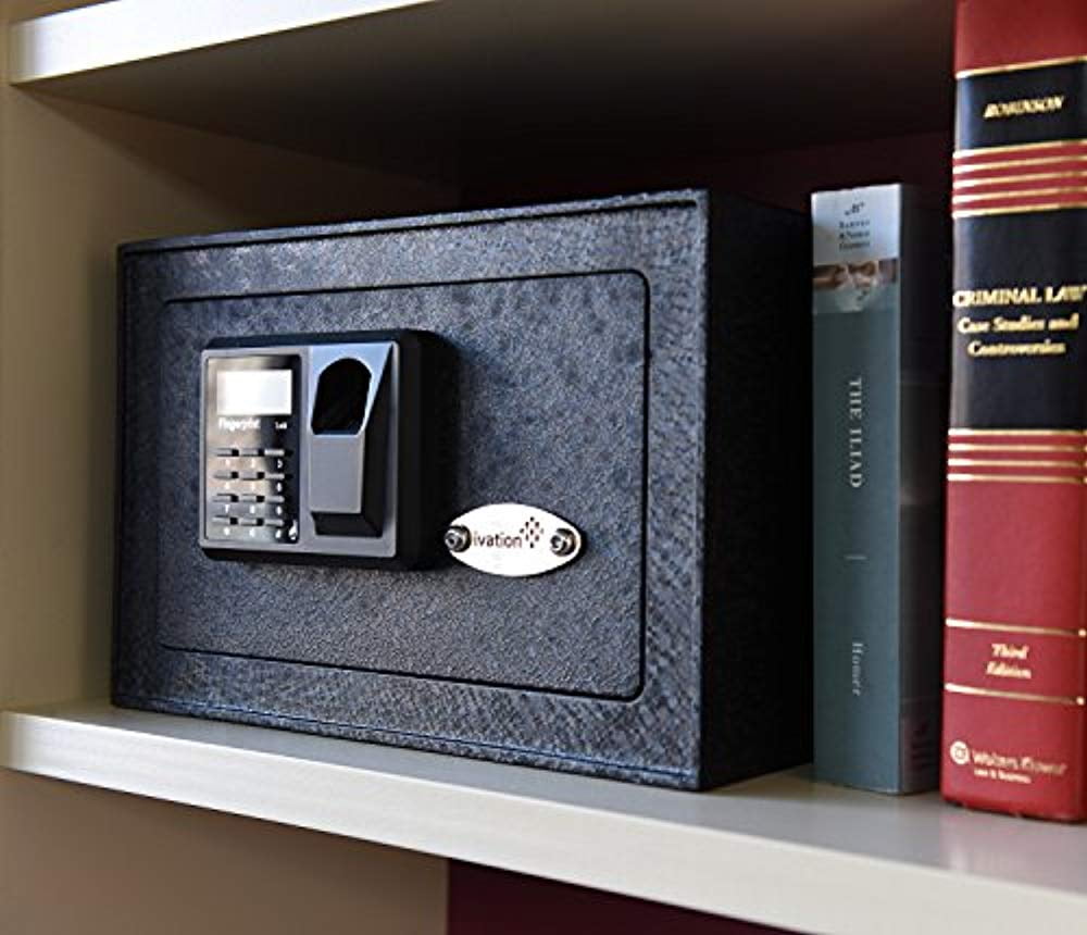 Home Digital Security Lock Box with Fingerprint Scanner Ivation Biometric Safe Backup Keys