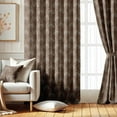 thumbnail image 2 of Vargottam Room Darkening Curtains - Arch Fan Motif Pattern, Set of 2 Panels, 42" x 72" - Grommet-Top Blackout Window/Door Drapes for Bedroom, Nursery & Living Room - Brown, 2 of 9