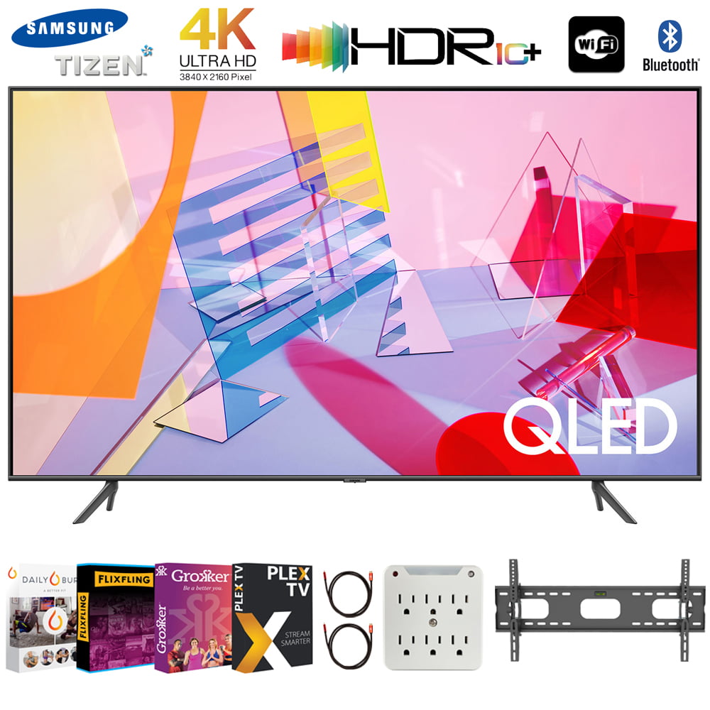 Samsung QN50Q60TA 50&quot; Class Q60T QLED 4K UHD HDR Smart TV (2020) Bundle with Premiere Movies Streaming 2020 + 30-70 Inch TV Wall Mount + 6-Outlet Surge Adapter + 2x 6FT 4K HDMI 2.0 Cable