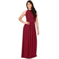 thumbnail image 4 of KOH KOH Long Sleeveless Bridesmaid Wedding Party Guest Summer Flowy Casual Brides Formal Evening Sexy Halter Neck Maxi Dress Gown For Women Crimson Dark Red Large US 12-14 NT012, 4 of 6