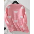 thumbnail image 2 of Cardigans for Women Heart Print Valentine's Day Sweaters Loose Casual Button Down Long Sleeve Open Front Knit Cardigans Alsol Lamesa, 2 of 6