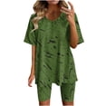 thumbnail image 2 of Ensembles de Gym pour Femmes 2 Pcs Mode Féminine Blouse à Col Rond Manches Courtes Hauts Shorts Ensembles Décontractés Ensembles Assortis en Liquidation, 2 of 6