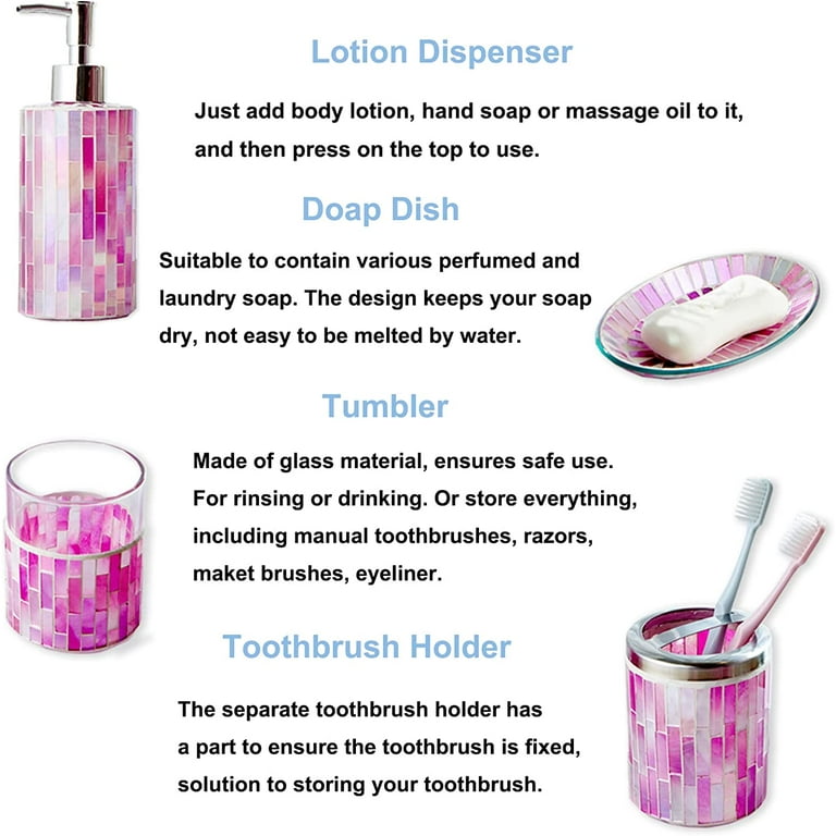 Bathroom Accessories Set 4Pcs-Lotion Soap Dispenser,Toothbrush
