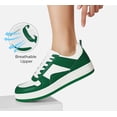 thumbnail image 3 of LUCKY STEP Womens Fashion Faux Leather Sneakers Low Top Lace Up Casual Shoes,Green&white, 3 of 10