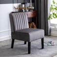 thumbnail image 4 of Mid Century Modern Accent Chairs, Of 2 In Grey Velvet And Solid Wood Leg Base 2 With Structure, 4 of 4