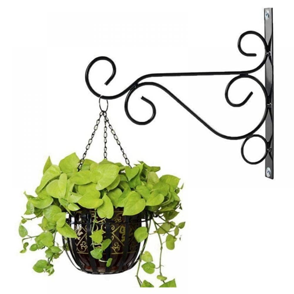Plant Baskets Black FEED GARDEN 2 Pack Heavy Duty Metal Wall Hook 14 Inch Hanging Plant Bracket Decorative Plant Hooks for Outdoor Hanging Bird Feeders Wind Chimes