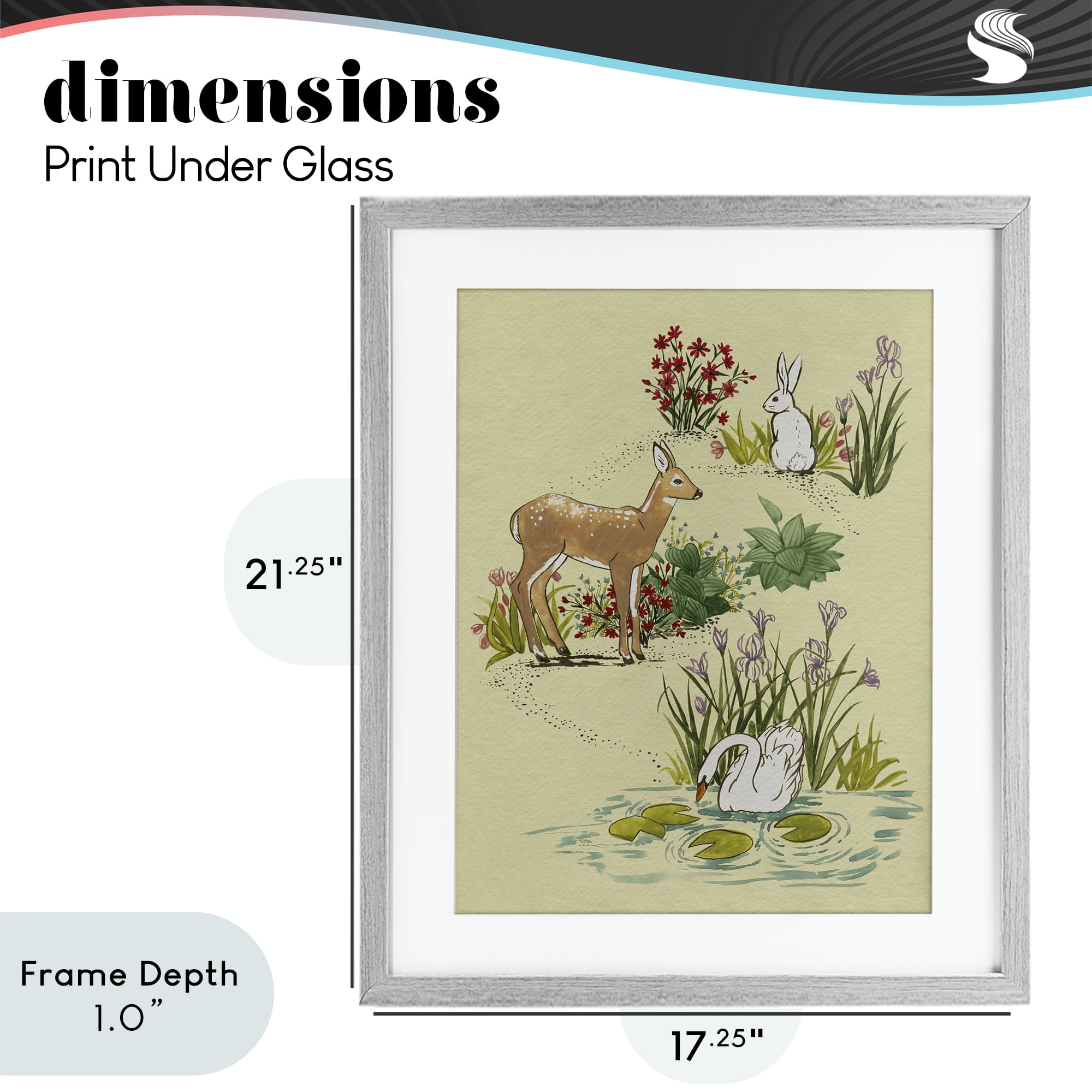 Stupell Industries Peaceful Spring Animals Gray Framed Print Under Glass, design by Grace Popp