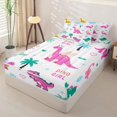 thumbnail image 2 of Metsweet Cartoon Dino Zipper Full Size Comforter Sets with Fitted Sheet and 2 Pillowcases, Kawaii Dinosaurs Animal Zipper Bedding Set, Pink Blue Green,4pcs, 2 of 6