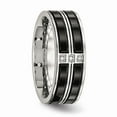 thumbnail image 5 of Stainless Steel Polished Black IP Plated CZ Band Size: 8; for Adults and Teens; for Women and Men, 5 of 7
