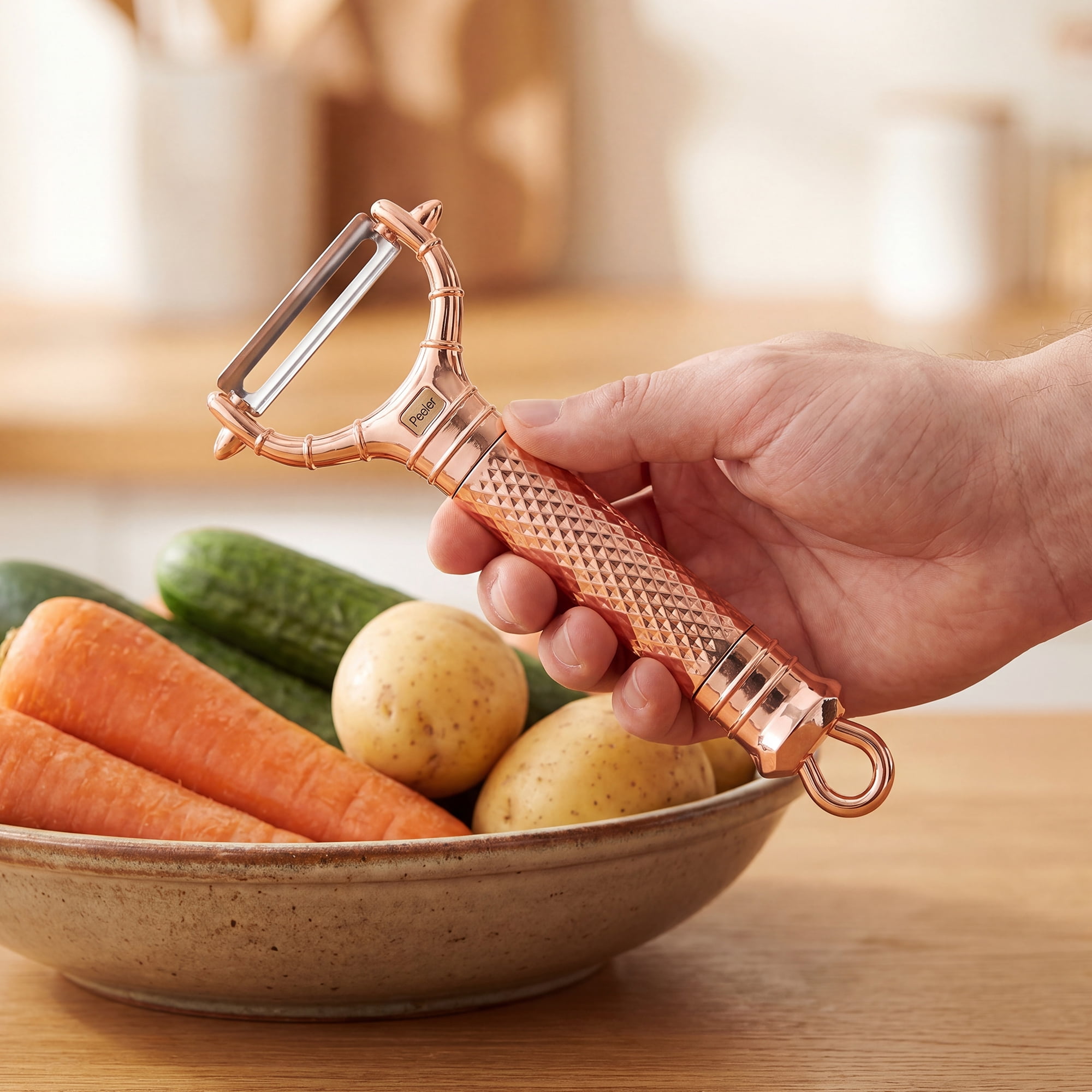 Unique Bargains Stainless Steel Thickened Peeler with Hanging Hole Rose Gold 6.6" x 3.1"