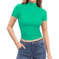 thumbnail image 3 of Breezora Womens Mock Turtle Neck Short Sleeve Slim Fit Ribbed Knit Tops Casual Summer Lightweight Breathable for Daily, 3 of 6
