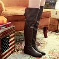 thumbnail image 2 of Fesfesfes Riding Boots For Women Long Knight Round High Belt Buckle Flat US:5.5(36), 2 of 4
