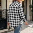 thumbnail image 5 of Edvintorg Jacket Women Plaid Lightweight Long Sleeve Button Down Casual Coat with Pocket Womens Trendy Clothes S-2XL Black, 5 of 6