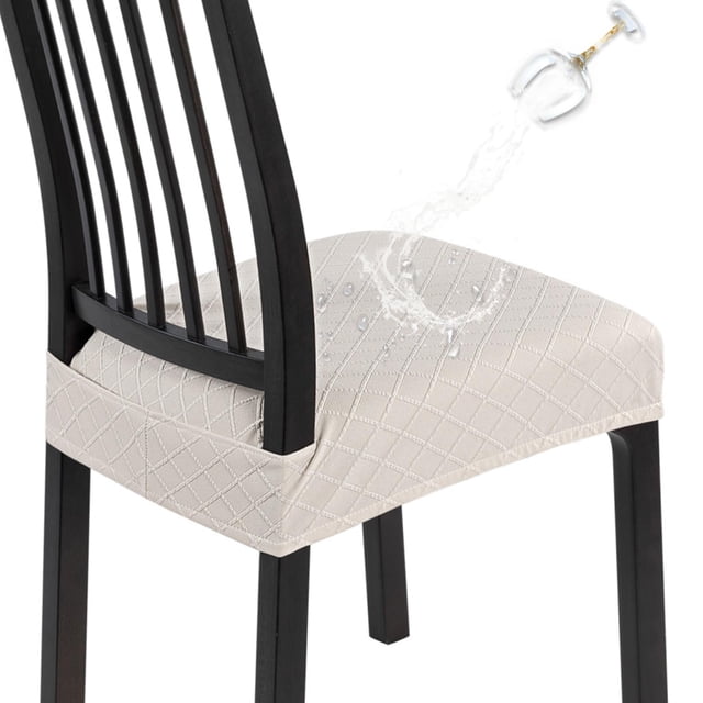 Fundas impermeables para asientos de sillas de comedor SearchI, juego de 4 unidades, color beige