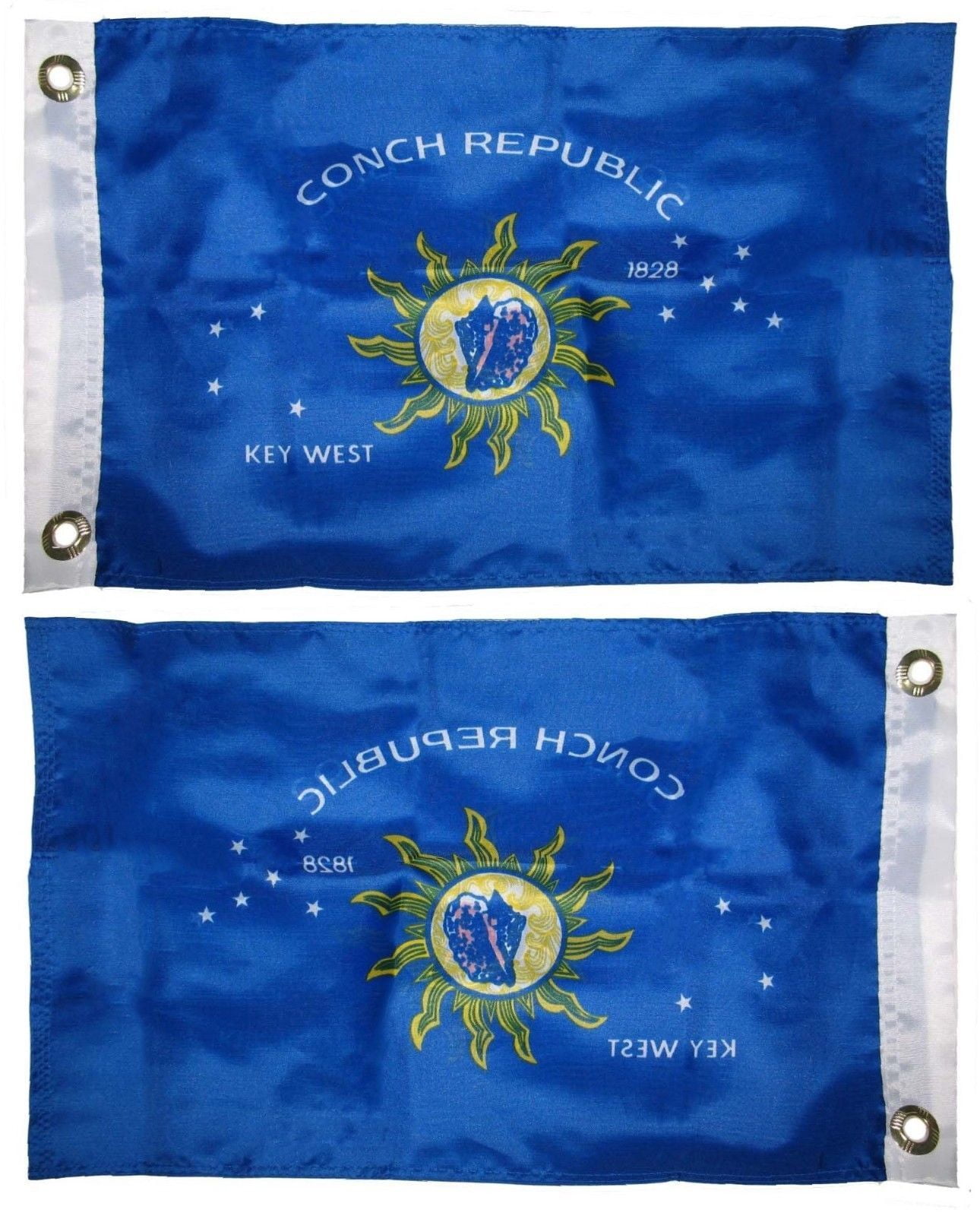 12x18 Embroidered Key West Conch Republic Double Sided 2-ply Nylon Boat Flag 