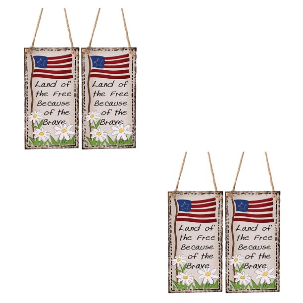 Injueey 2 piezas de adornos colgantes de madera, bandera del Día de la independencia de EE. UU., decoraciones para colgar en la puerta, carteles de JM01413 2piezas Injueey CBP188255