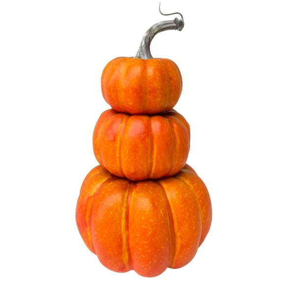 3 Tier Stacked Pumpkin Realistic Foam Fall Halloween Tabletop Centerpiece Ornament Home Decoration