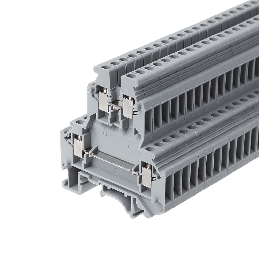 50 Pcs UKK3 DIN Rail Double Level Dual Row Terminal Block 500V 25A 28-12AWG Gray