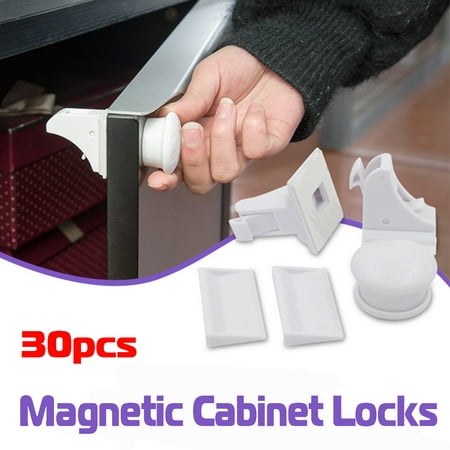 30Pcs/Set Magnetic Cabinet Locks Child Proof Baby Safety Set - No Tools Or Screws Needed(12 Locks + 3