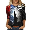 thumbnail image 3 of UVEASISHA Plus Size 4th of July Shirts for Women 3/4 Sleeve Patriotic USA Flag Graphic Tees Independence Day Gifts Crew Neck Tops Multicolor L, 3 of 5