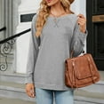 thumbnail image 4 of AherBiu Long Sleeve Shirts for Women Loose Fitting Fall Comfy Basic Tee Tops Side Split Solid Color Tshirts, 4 of 5