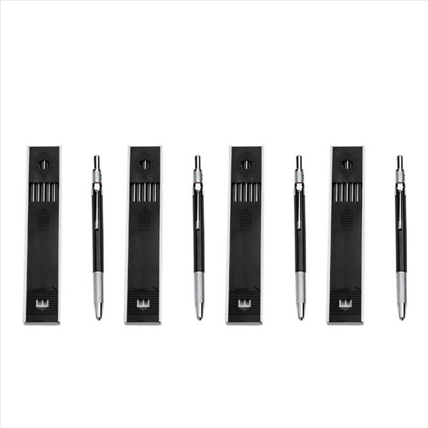 4X LáPiz MecáNico de 2,0 Mm, LáPiz de Plomo para Bocetos de Dibujo de Carpintero, Bocetos ArtíSticos con Recarga de 48 Piezas, Negro