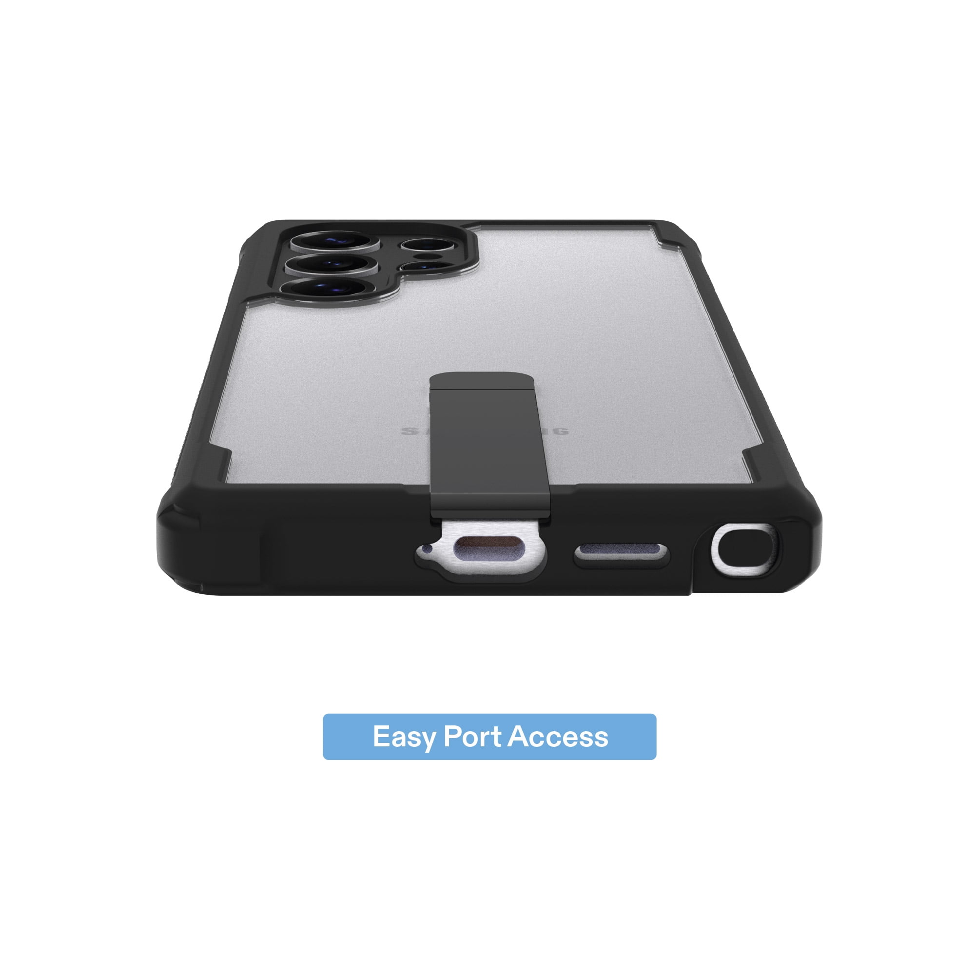onn Dual-Layer Phone Case with Kickstand for Samsung Galaxy S25 Ultra - Black/Clear