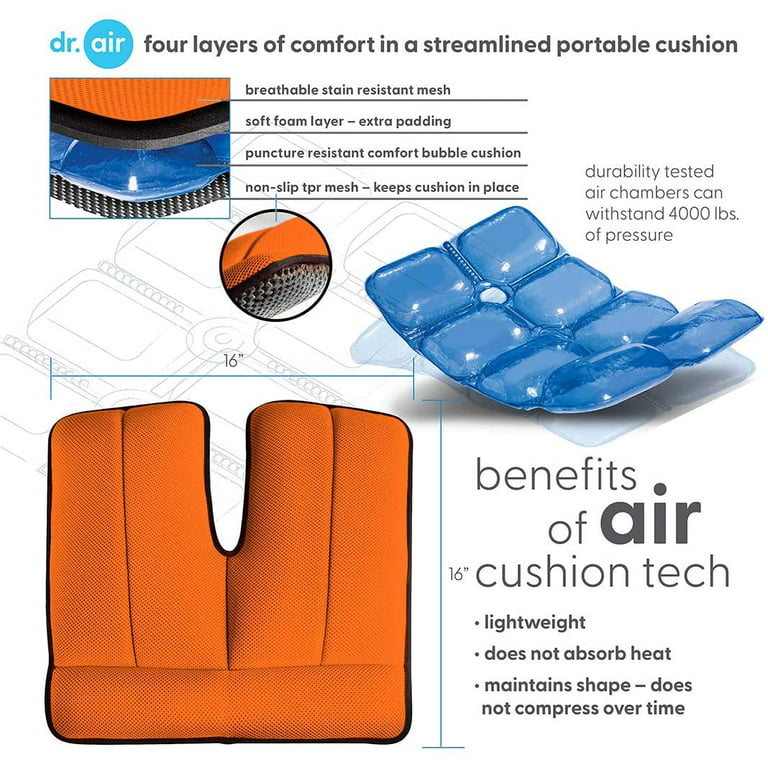 Air Seat Innovations Seat Cushion: Office Chair, Wheelchair, Car or Truck  Driver Seat Pad - Lower Back, Coccyx and Sciatica Pain Relief, 18” x 16”