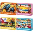 thumbnail image 1 of Juego de rompecabezas Ciavotie para niños, 4 x 100 unidades, elefantes de granja, perros de playa, 1 of 7