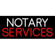 Notary Services Open LED Neon Sign 10 x 24 - inches, Black Square Cut Acrylic Backing, with Dimmer - Bright and Premium built indoor LED Neon Sign for Defence Force.