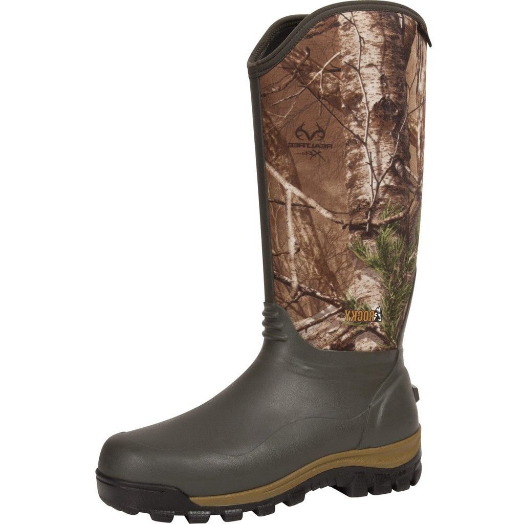 field & stream men's swamptracker realtree xtra waterproof 1000g rubber hunting boots