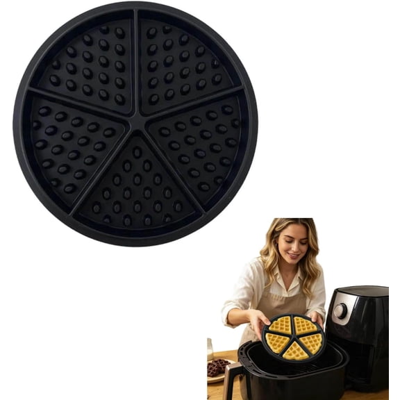 Silicone Waffle Mold, Non Stick Baking Tray for Cookie Chocolate Maker, Round Waffle Mold for Air Fryer Microwave Oven, Easy Demold, Black
