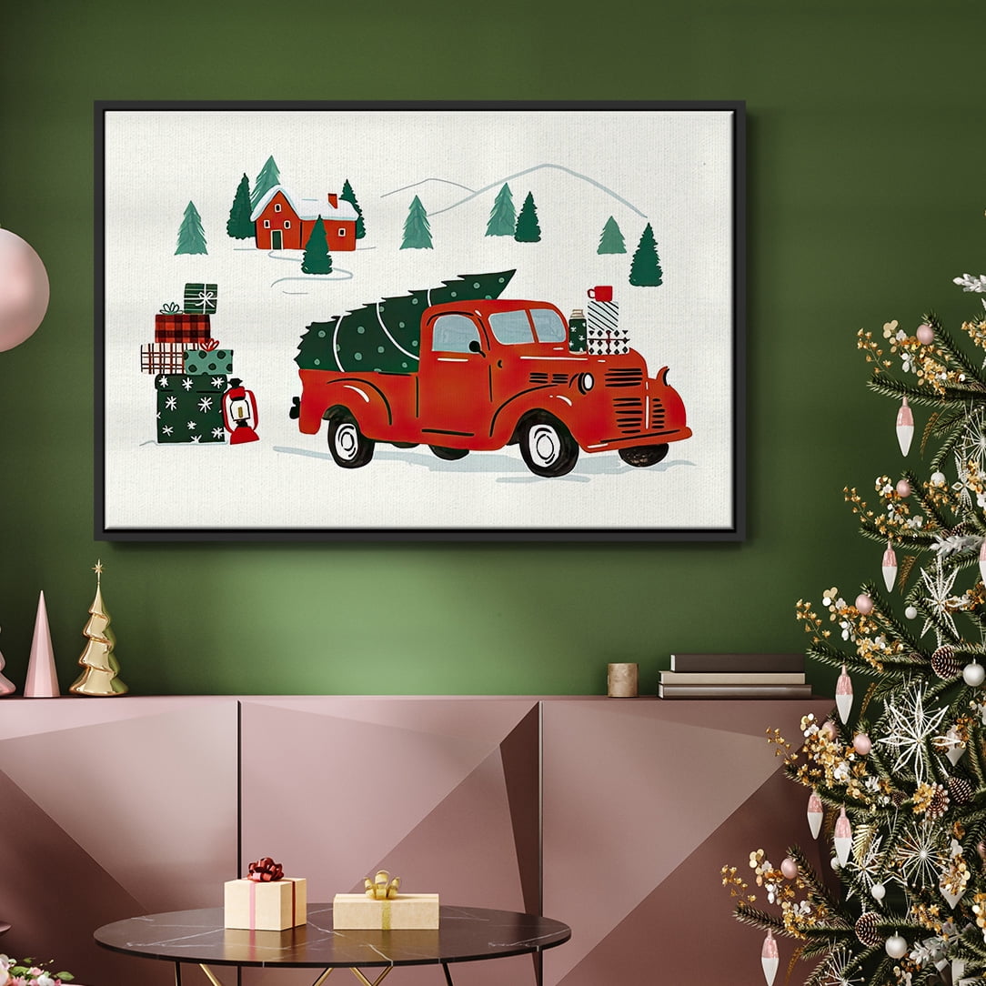 Going to Grandmas Collection A - Framed Gallery Wrapped Holiday Canvas - 27 x 41 - Black Frame