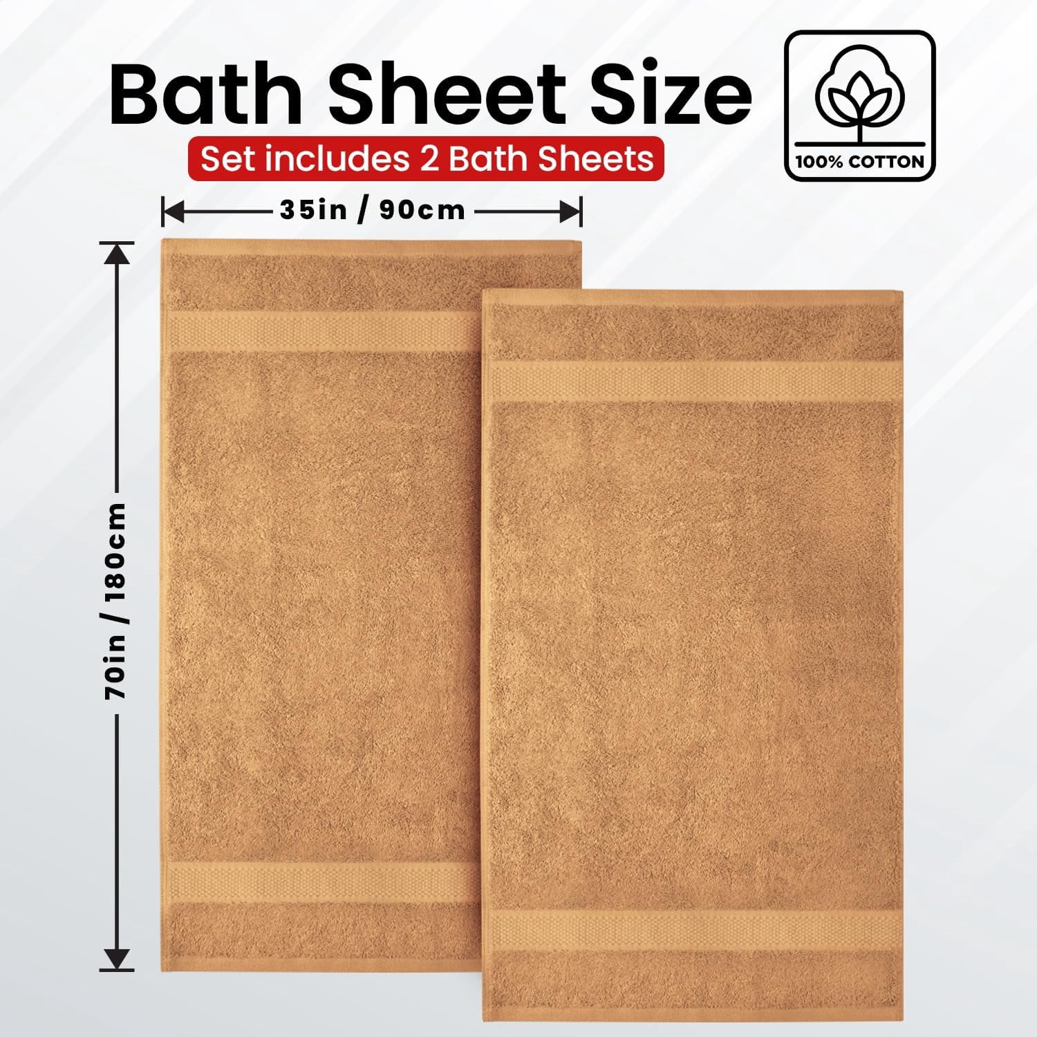 Infinitee Xclusives Premium Sand Bath Sheets Towels for Adults - Pack of 2 - Large Bath Towels 35x70